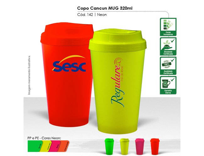 Copo Cancun MUG 320ml Neon Modelo INF 142