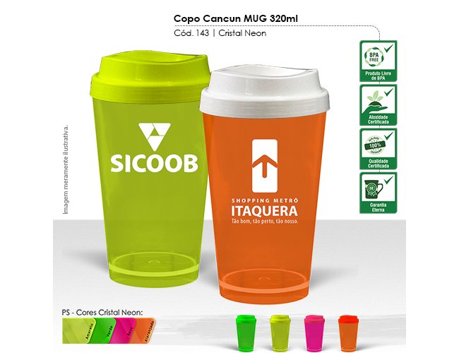 Copo Cancun MUG 320ml Cristal Neon Modelo INF 143