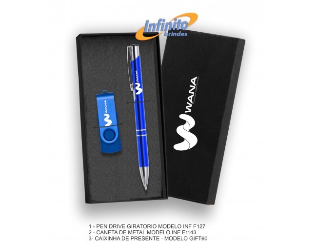 Kit Pen drive e Caneta Modelo INF 18216