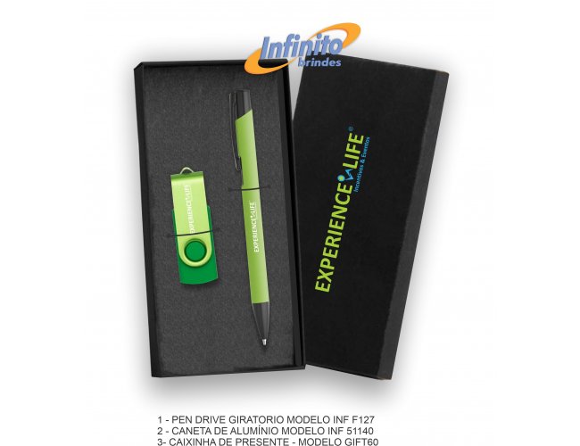 Kit Pen drive e Caneta Modelo INF 18217