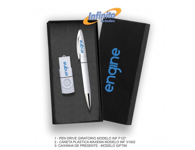 Kit Pen drive e Caneta Modelo INF 18218