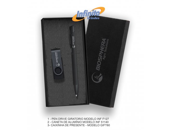Kit Pen drive e Caneta Modelo INF 18219