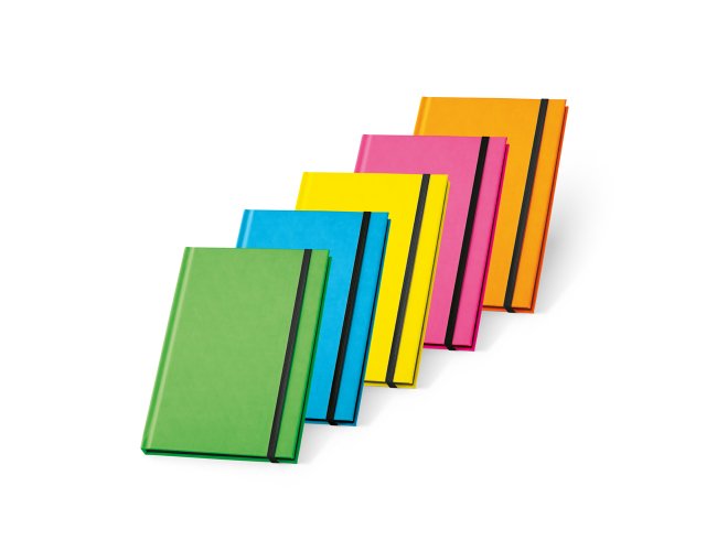 Caderno capa dura. PU fluorescente Modelo INF 93269  21 x 14