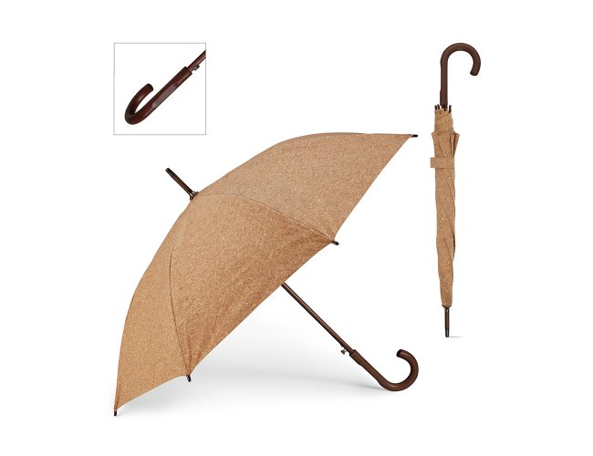 Guarda-chuva de Cortiça. Haste e pega em madeira Modelo INF 99141