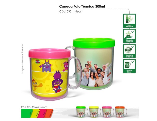 Caneca Foto Trmica 300ml Neon Modelo INF 233