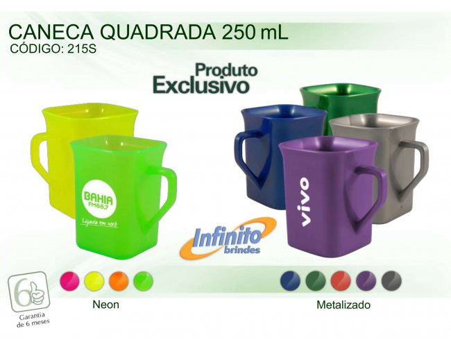 CANECA PLSTICA QUADRADA (250 ml) - INF 0215