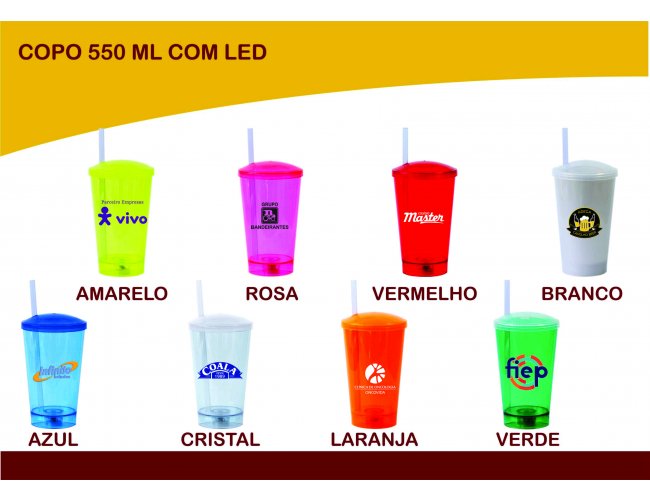 Copo com LED 550ml - Modelo INF 0043