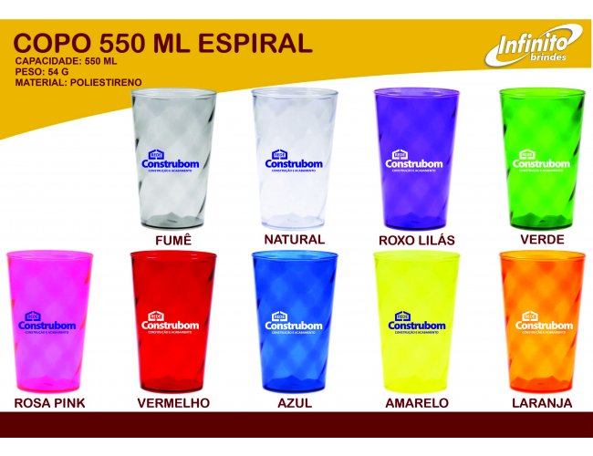 Copo Dose 550ml Espiral- Modelo INF 0010J