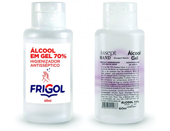 Frasco de lcool Gel com 60ml - Modelo INF 94892