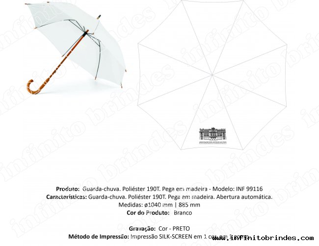 Guarda chuva em Poliester - Modelo INF 99116   1040mm x 885mm