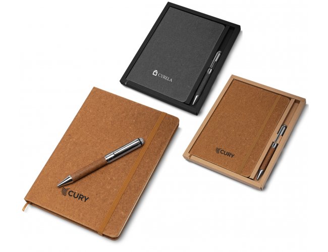 Kit caderno de anotações e caneta metálica Modelo INF CAD180