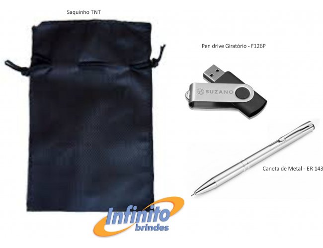 Kit Caneta e Pen drive Giratrio - Modelo INF 10302