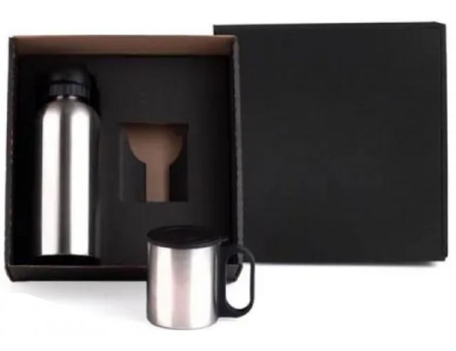 Kit Garrafa E Caneca Em Ao Inox Modelo INF 01611