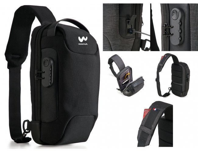 Mochila de Ombro USB Anti-Furto Modelo INF 04058