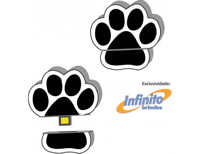 Pen Drive Estilizado - Modelo INF 10101 - Pata de Cachorro Pet