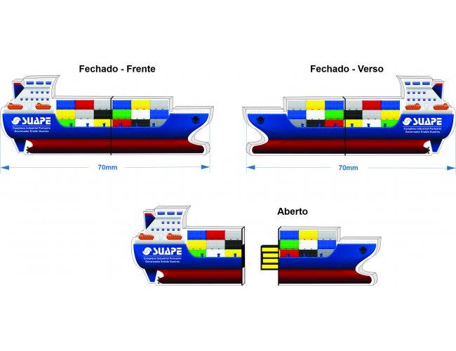 Pen drive Estilizado Formato Navio Cargueiro - MOdelo INF 10101