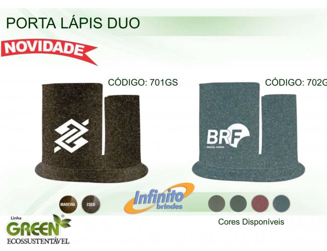 Porta Lpis Duo - Modelo INF 0701G  Duplo GREEN ECOSSUSTENTVEL